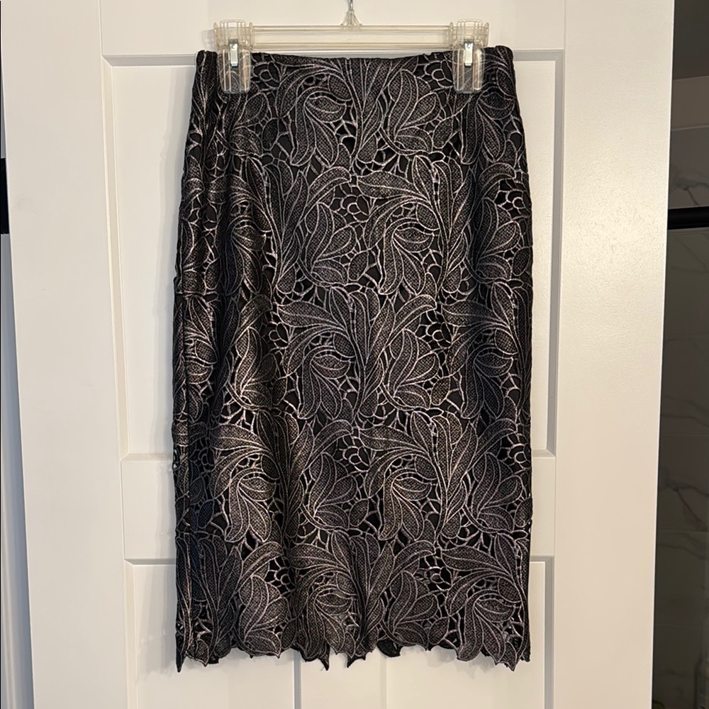 Elegant White House Black Market Black Lace Skirt
